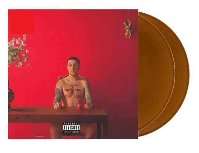 Mac Miller "Watching Movies With the Sound Off" album cover shown with 2 brown colored vinyl records