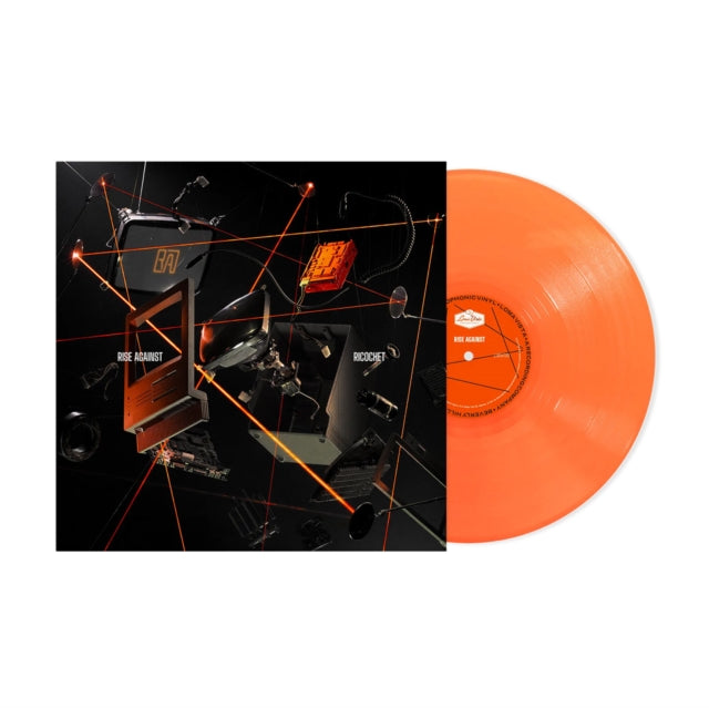 Rise Against "Ricochet" album cover shown with an orange colored vinyl record