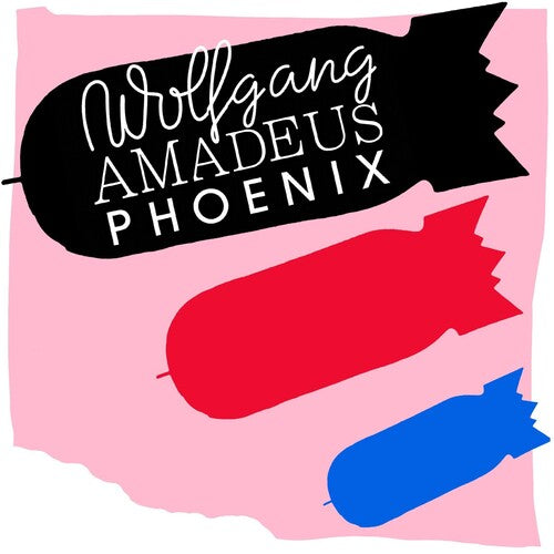 Logo with 'Wolfgang Amadeus Phoenix' text and red and blue shapes on a pink background