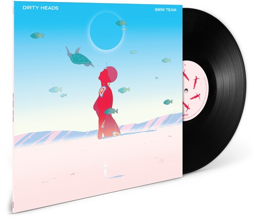 Dirty Heads 'swim team' album cover shown with a black vinyl record