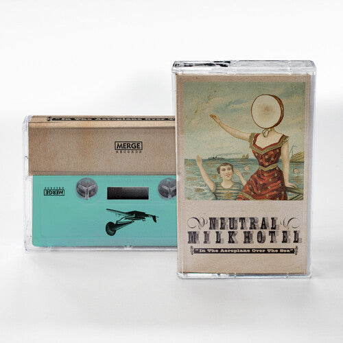 Neutral Milk Hotel - In the Aeroplane Over the Sea cassette cover with Sea Foam Green colored cassette shown on a white background
