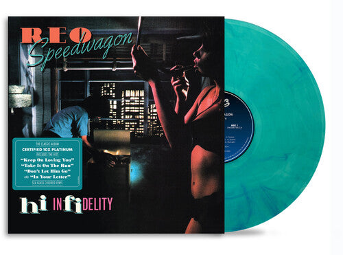 REO Speedwagon - hi infidelity album cover with sea glass colored vinyl
