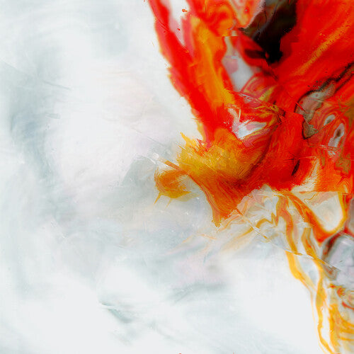 Nevertel "Start Again" album cover featuring abstract art with red and orange colors on a white background