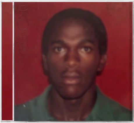 Daniel Caesar "Son of Spergy" album cover featuring a person wearing a green shirt against a red background