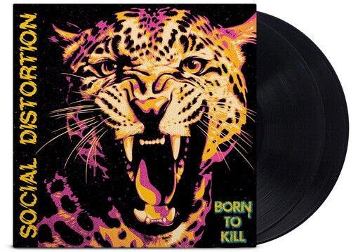 Vinyl record with a colorful leopard design and 'Social Distortion' album cover, shown with 2 black vinyl records
