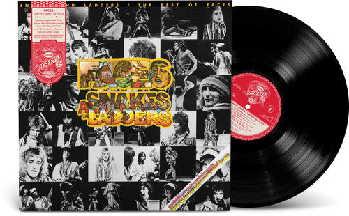 Faces 'Snakes and Ladders' vinyl record with a colorful cover featuring black and white images and red labels.