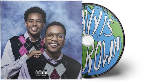 A CD album cover shown with its front cover and a compact disc partially visible out the side of the sleeve. The cover features Cordae and Anderson. Paak in argyle vests against a blue marbled backdrop, with a Parental Advisory label at the bottom. The CD has a cartoon style image of the earth with white text.