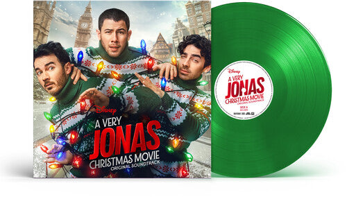Jonas Brothers - A Very Jonas Christmas Movie album cover and green vinyl