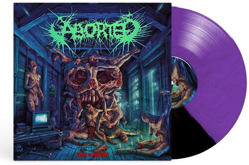 Aborted - Vault of Horrors album cover and black/purple split vinyl.