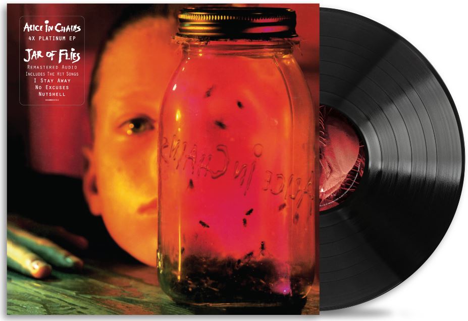 Alice in Chains - Jar of Flies album cover shown with black vinyl record