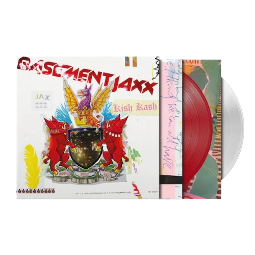 Basement Jaxx - Kish Kash album cover and 2LP red & white vinyl.