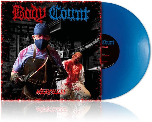 Body Count - Merciless album cover and blue vinyl.