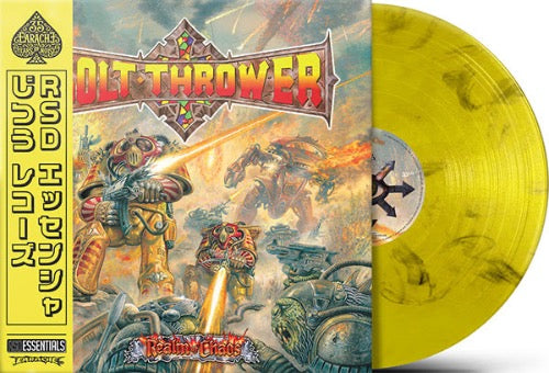 Bolt Thrower - Realms of Chaos album cover with yellow & black vinyl.