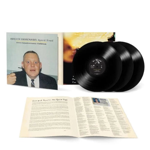 Bruce Hornsby - Spirit Trail: 25th Anniversary Edition album cover, inserts, and 3LP black vinyl.