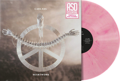 Carcass - Heartwork album cover and pink & Purple vinyl