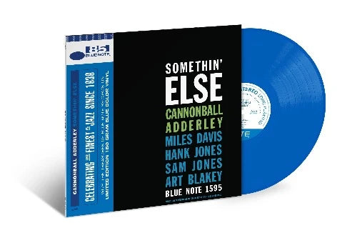 Cannonball Adderley - Somethin' Else album cover and blue vinyl.