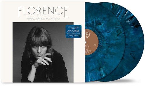 Florence and The Machine - How Big, How Blue, How Beautiful album cover and 2LP marble blue vinyl.