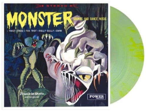 Frankie Stein & His Ghouls - Monster Sounds and Dance Music album cover and green vinyl.