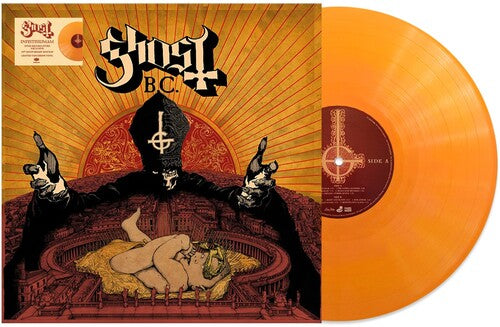 Ghost - Infestissumam album cover and orange vinyl.