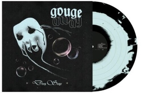 Gouge Away - Deep Sage album cover and light blue/black vinyl.
