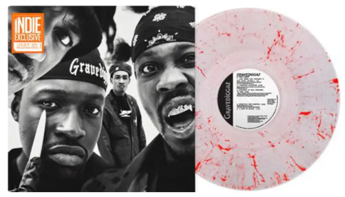 Gravediggaz - 6 Feet Deep album cover and blood splatter vinyl.
