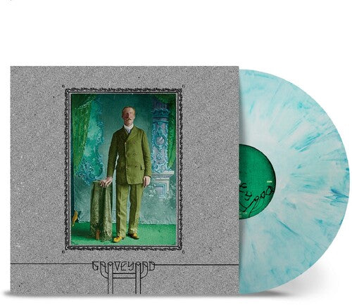Graveyard - 6 album cover and white & blue marbled vinyl