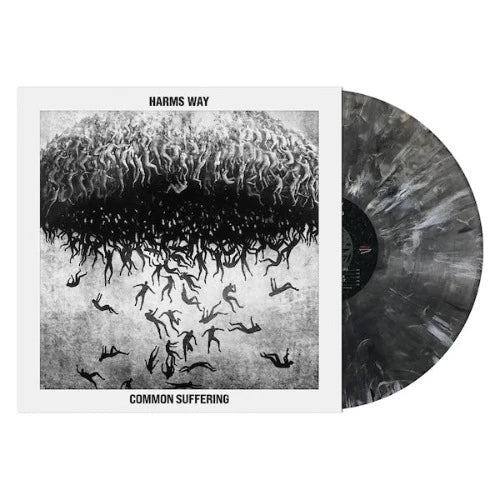 Harms Way - Common Suffering album cover and black & grey marble vinyl.