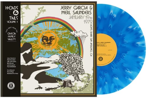 Jerry Garcia, Merl Saunders - Heads & Tails Vol. 1 album cover and blue vinyl.