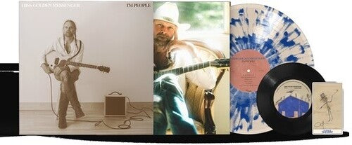 Hiss Golden Messenger - I'm People album cover, inserts, cream w/ blue splatter vinyl, and black 7" vinyl