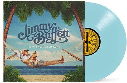 Jimmy Buffett - Equal Strain On All Parts album cover and electric blue vinyl.