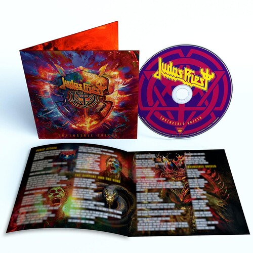 Judas Priest - Invincible Shield CD sleeve, CD, and lyric insert.