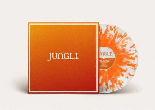 Jungle - Volcano album cover and clear with orange splatter vinyl.
