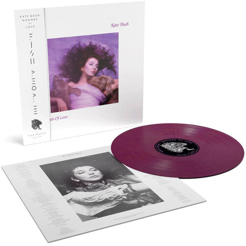 Kate Bush - Hounds of Love album cover, insert, and purple vinyl.