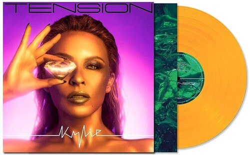 Kylie Minogue - Tension album cover and orange vinyl.