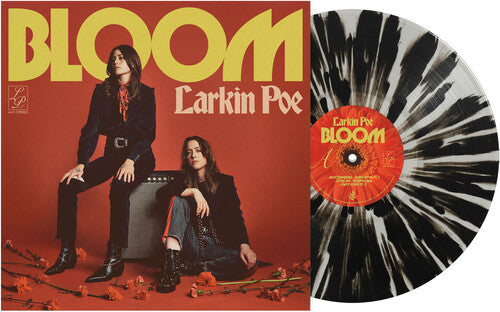 Larkin Poe - Bloom album cover and white w/ black splatter vinyl.