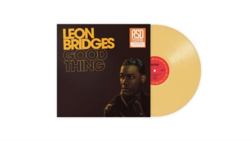 Leon Bridges - Good Thing album cover and custard vinyl.