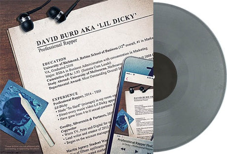 Lil Dicky - Professional Rapper album cover and platinum vinyl. 