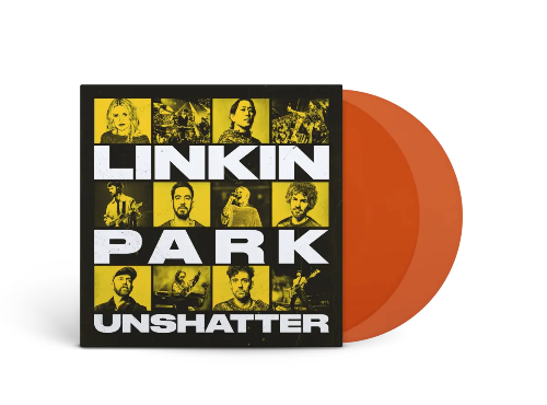 Linkin Park - Unshatter (Live In Sao Paulo) album cover and 2LP clear orange vinyl.