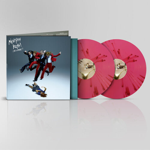 Maneskin - "Rush! Are You Coming?" album cover shown with 2 scarlett splatter colored vinyl records