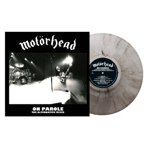 Motorhead - On Parole The Alternative Mixes album cover and clear w/ black smoke vinyl