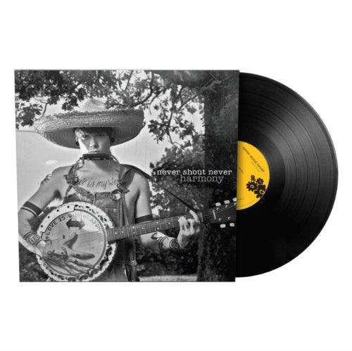 Never Shout Never - Harmony album cover and black vinyl