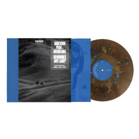NxWorries - Why Laws? album cover and brown w/ blue splatter vinyl. 