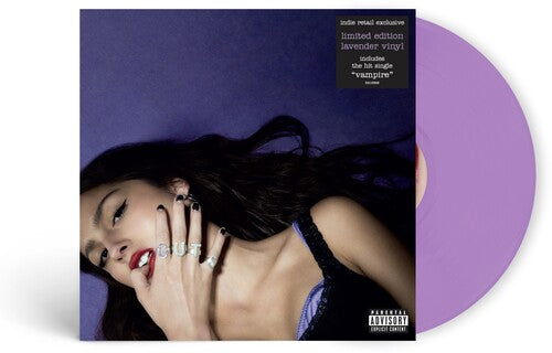Olivia Rodrigo - Guts album cover and lavender vinyl.