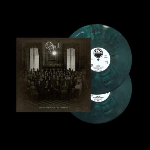 Opth - The Last Will & Testament album cover and 2LP dark green vinyl.