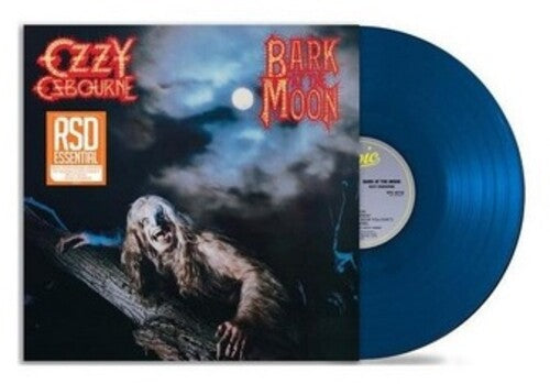Ozzy Osbourne - Bark at the Moon album cover shown with a cobalt blue vinyl record
