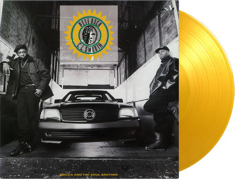 Pete Rock & C.L. Smooth - Mecca & The Soul Brothers album cover and yellow vinyl. 