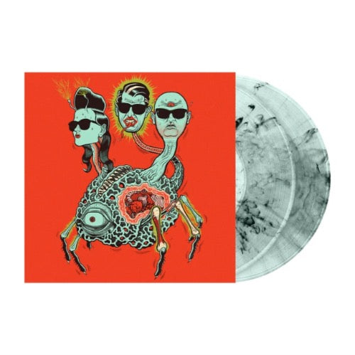 Puscifer - Global Probing Live album cover and 2LP Clear Green w/ Black Smoke Vinyl.