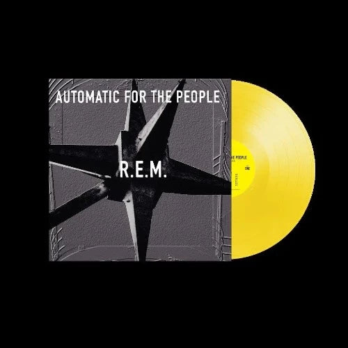 R.E.M. - Automatic For the People album cover and yellow vinyl.