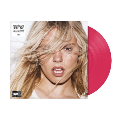 Renee Rapp - Bite Me album cover and magenta vinyl.
