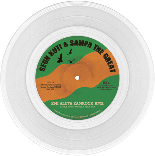 Seun Kuti and Sampa the Great - Emi Aluta Zamrock Remix / Emi Eluta 45 Edit clear 7" single.